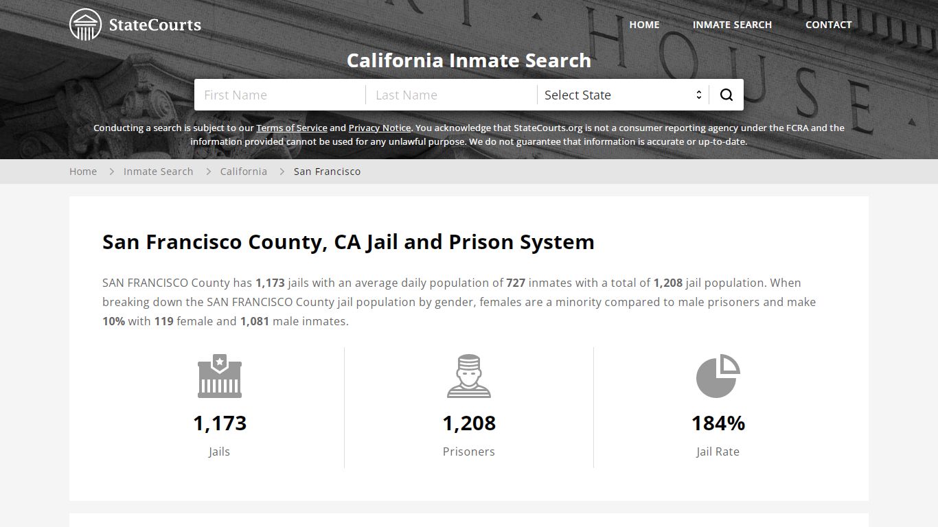 San Francisco County, CA Inmate Search - StateCourts